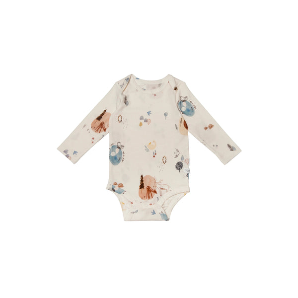 Loulou Lollipop L/S Bodysuit - Cozy Forest-Pumpkin Pie Kids Canada