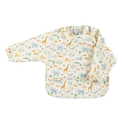 Loulou Lollipop Long Sleeved WP Bib - Safari Jungle-LSBIBSAF-Pumpkin Pie Kids Canada