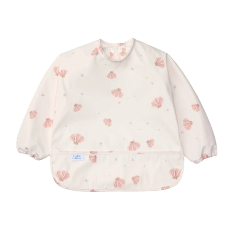 Loulou Lollipop Long Sleeved WP Bib - Seashells-LSBIBSSH-Pumpkin Pie Kids Canada