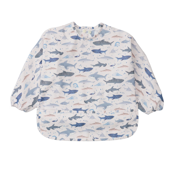 Loulou Lollipop Long Sleeved WP Bib - Shark-LSBIBSHK-Pumpkin Pie Kids Canada