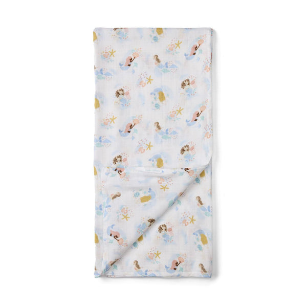 Loulou Lollipop Muslin Swaddle Blanket - Mermaids-SWMER-Pumpkin Pie Kids Canada