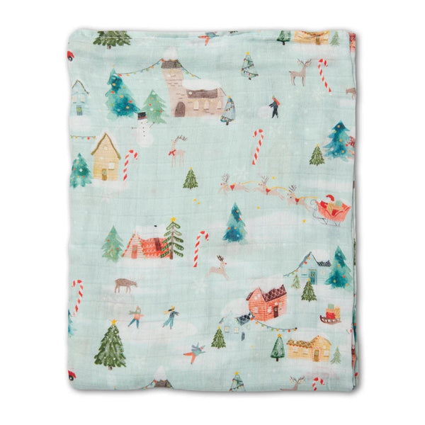 Loulou Lollipop Muslin Swaddle Blanket - Merry & Bright-Pumpkin Pie Kids Canada