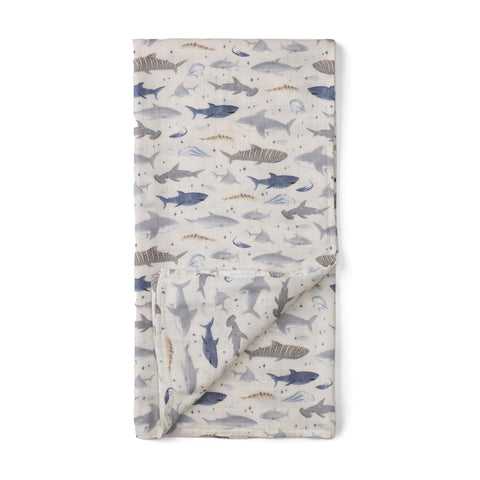 Loulou Lollipop Muslin Swaddle Blanket - Sharks-SWSHK-Pumpkin Pie Kids Canada