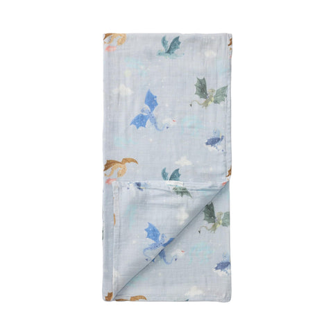 Loulou Lollipop Muslin Swaddle - Magical Dragons-Pumpkin Pie Kids Canada