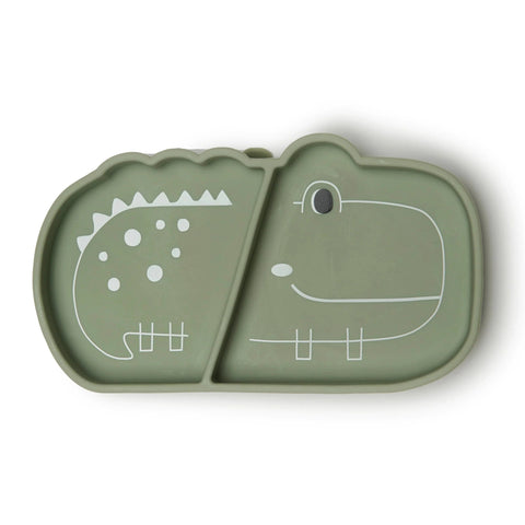 Loulou Lollipop Silcone Snack Plate - Alligator-SPL-001-SAG-Pumpkin Pie Kids Canada