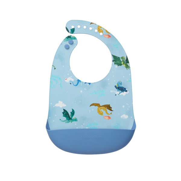 Loulou Lollipop Silicone Bib - Magical Dragons-Pumpkin Pie Kids Canada