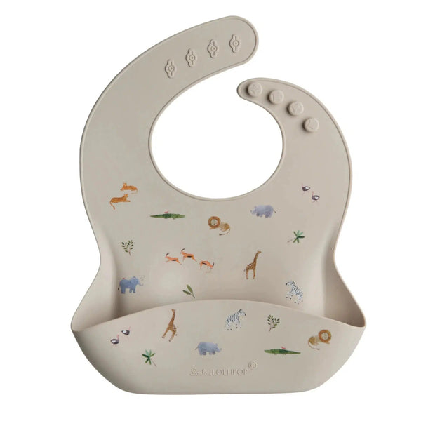 Loulou Lollipop Silicone Bib - Safari-SILBIBSAFARI-Pumpkin Pie Kids Canada