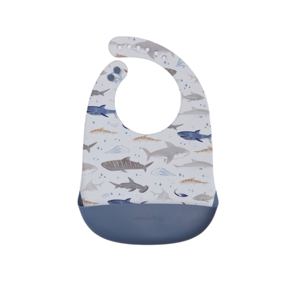 Loulou Lollipop Silicone Bib - Sharks-SILBIBSHK-Pumpkin Pie Kids Canada