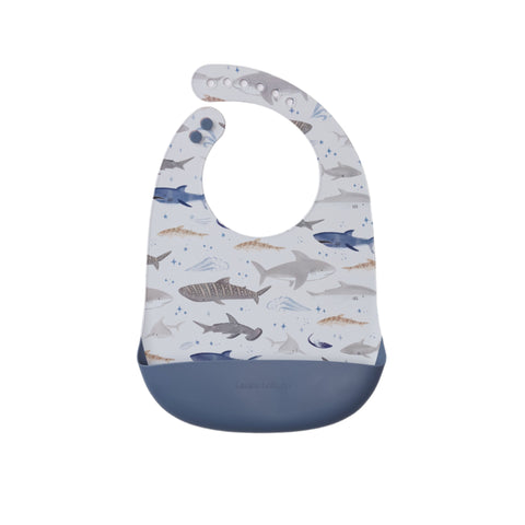 Loulou Lollipop Silicone Bib - Sharks-SILBIBSHK-Pumpkin Pie Kids Canada