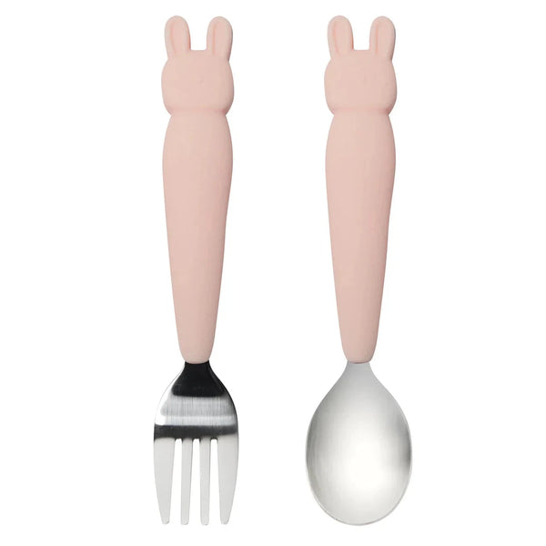Loulou Lollipop Spoon Fork Set - Bunny-TSET-002-BPK-Pumpkin Pie Kids Canada