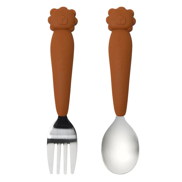 Loulou Lollipop Spoon Fork Set - Lion-Pumpkin Pie Kids Canada