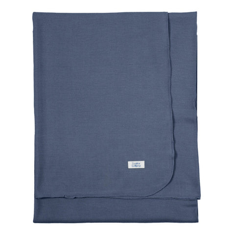 Loulou Lollipop Wafflte Stretch Knit Blanket - Denim Blue-Pumpkin Pie Kids Canada