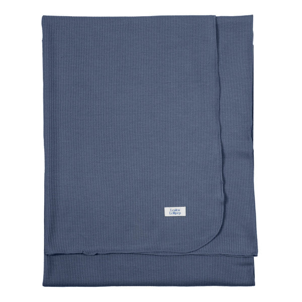 Loulou Lollipop Wafflte Stretch Knit Blanket - Denim Blue-BA8004U.DNB.6-Pumpkin Pie Kids Canada