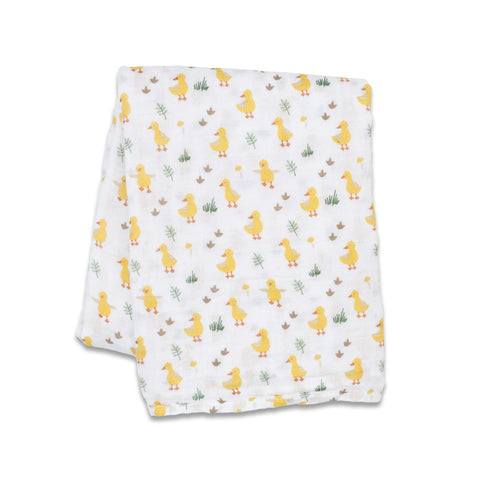 Lulujo Cotton Muslin Blanket - Ducks-LJ489-Pumpkin Pie Kids Canada