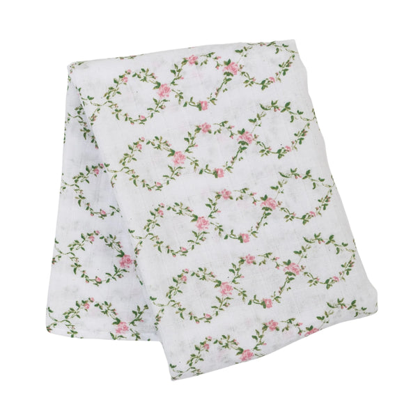 Lulujo Cotton Muslin Blanket - Rose Trellis-LJ497-Pumpkin Pie Kids Canada