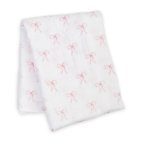 Lulujo Cotton Muslin Blanket - Vintage Bows-LJ498-Pumpkin Pie Kids Canada
