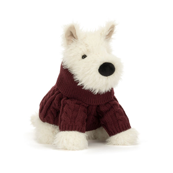 Jellycat Munro Scottie Dog Winter Jumper Outift-MUN2JUM-Pumpkin Pie Kids Canada
