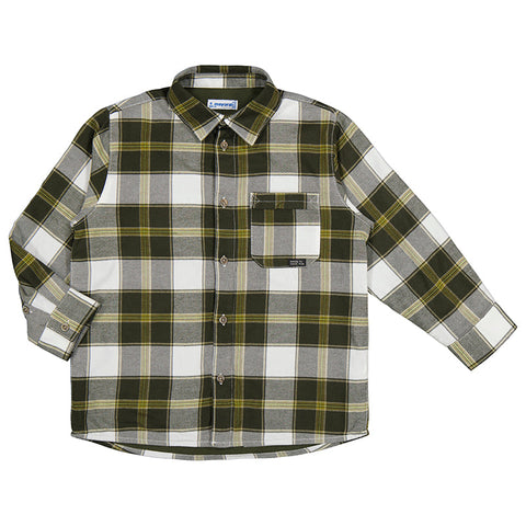 Mayoral Checked Overshirt - Moss-Pumpkin Pie Kids Canada