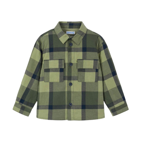 Mayoral Checked Overshirt - Olive-Pumpkin Pie Kids Canada
