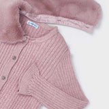 Mayoral Faux Fur Collar Cardigan - Rose-Pumpkin Pie Kids Canada