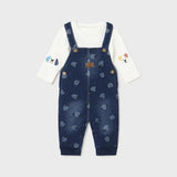 Mayoral Fleece Overall Set - Dark Denim-Pumpkin Pie Kids Canada