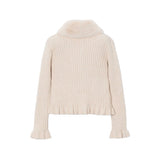 Mayoral Fur Collar Cardigan - Tapioca-Pumpkin Pie Kids Canada