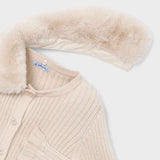 Mayoral Fur Collar Cardigan - Tapioca-Pumpkin Pie Kids Canada