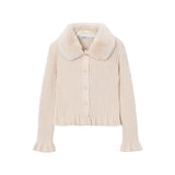 Mayoral Fur Collar Cardigan - Tapioca-Pumpkin Pie Kids Canada