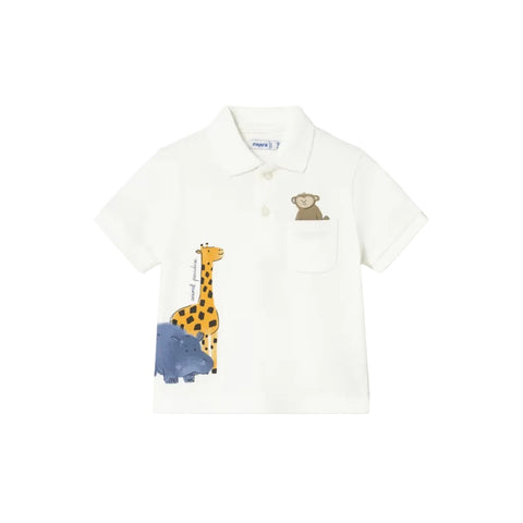 Mayoral Polo Shirt - Cream-1108-016 6M-Pumpkin Pie Kids Canada