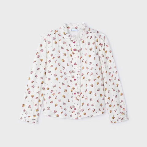 Mayoral Ruffle Blouse - Natural-Pumpkin Pie Kids Canada