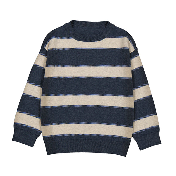 Mayoral Striped Knit Sweater - Eclipse Blue-Pumpkin Pie Kids Canada