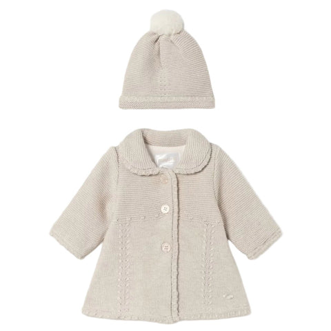 Mayoral Tricot Coat & Hat - Walnut-Pumpkin Pie Kids Canada