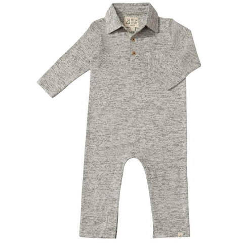 Me & Henry Kingston Polo Romper - Heathered Green-Pumpkin Pie Kids Canada