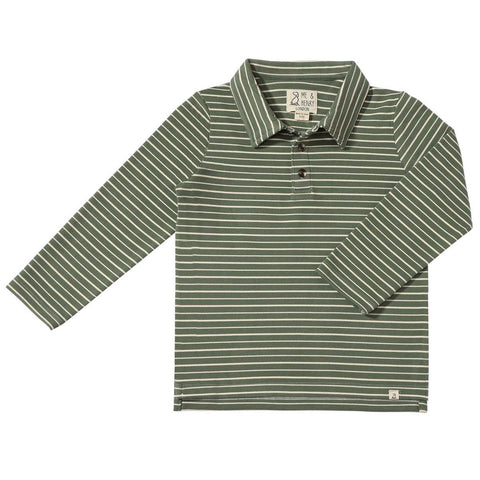 Me & Henry Spencer Polo Top - Forest/Cream-HB1676G 2-3-Pumpkin Pie Kids Canada