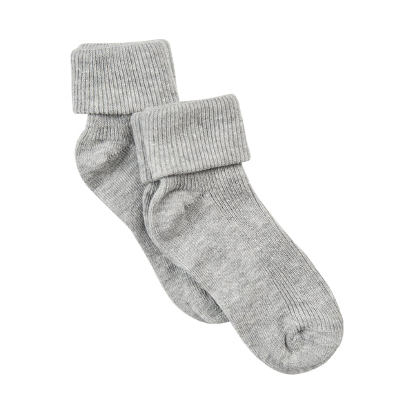 Minymo Baby Rib Socks 2pk - Light Grey Melange-Pumpkin Pie Kids Canada