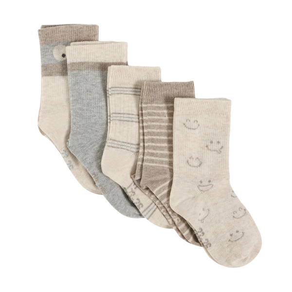 Minymo Crew Socks 5pk - Grey Melange-6022-130 15/18-Pumpkin Pie Kids Canada