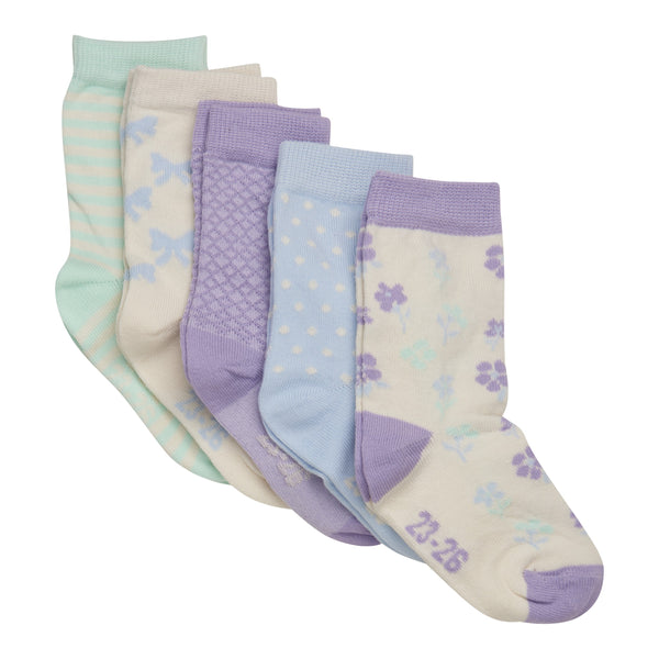 Minymo Crew Socks 5pk - Lavender-6022-630 23/26-Pumpkin Pie Kids Canada