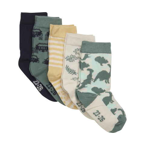Minymo Crew Socks 5pk - Oil Blue-Pumpkin Pie Kids Canada