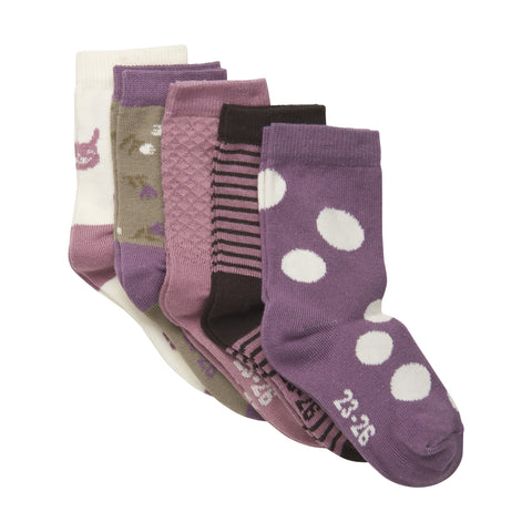 Minymo Crew Socks 5pk - Orchid Haze-Pumpkin Pie Kids Canada