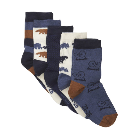 Minymo Crew Socks 5pk - Total Eclipse-Pumpkin Pie Kids Canada
