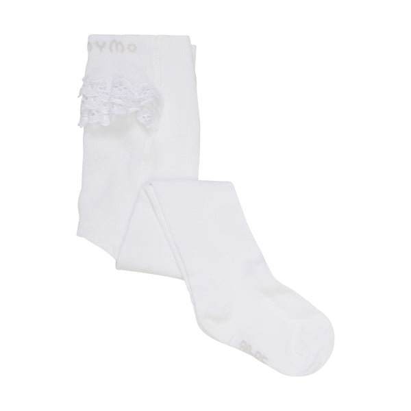 Minymo Lace Bum Tights - White-Pumpkin Pie Kids Canada