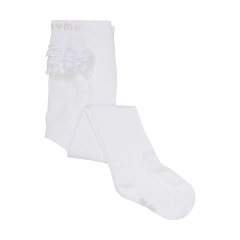 Minymo Lace Bum Tights - White-Pumpkin Pie Kids Canada