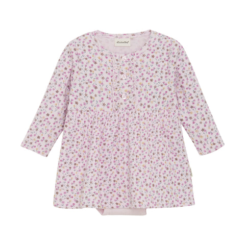Minymo Rib Dress - Tender Touch Floral-114028-5607 3M-Pumpkin Pie Kids Canada