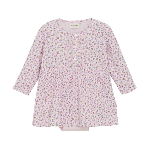 Minymo Rib Dress - Tender Touch Floral-Pumpkin Pie Kids Canada