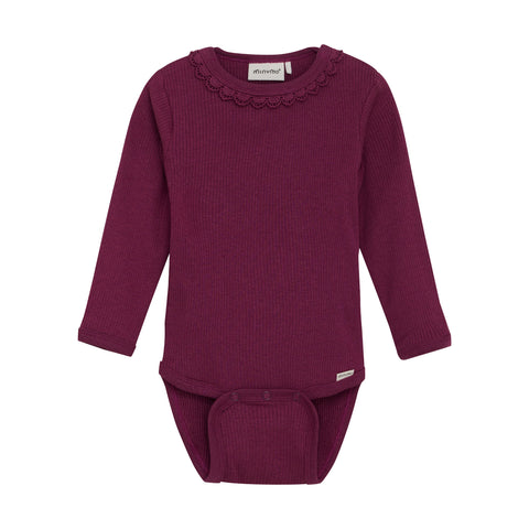 Minymo Rib Onesie - Raspberry Coulis-114052-5722 3M-Pumpkin Pie Kids Canada