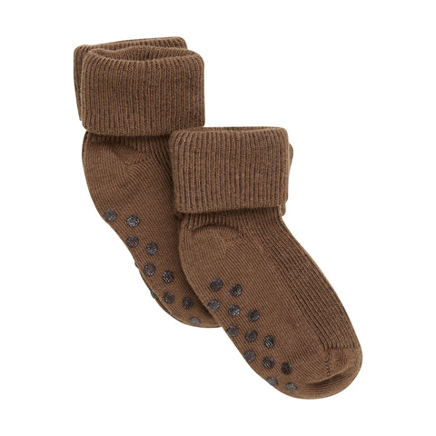 Minymo Rib Sock ABS 2pk - Cocoa Brown-5067-281 15/18-Pumpkin Pie Kids Canada