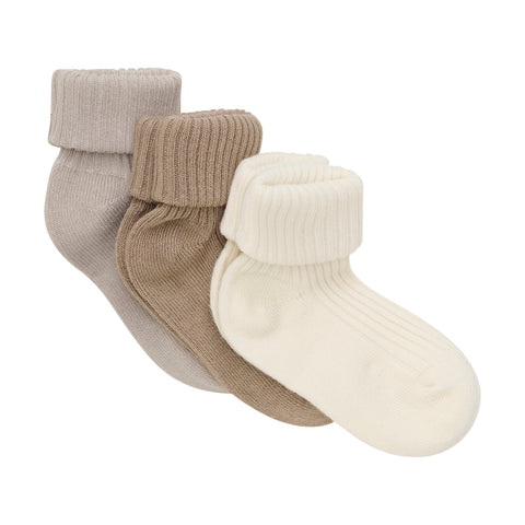 Minymo Rib Socks 3pk - Light Taupe-5755-225 15/18-Pumpkin Pie Kids Canada