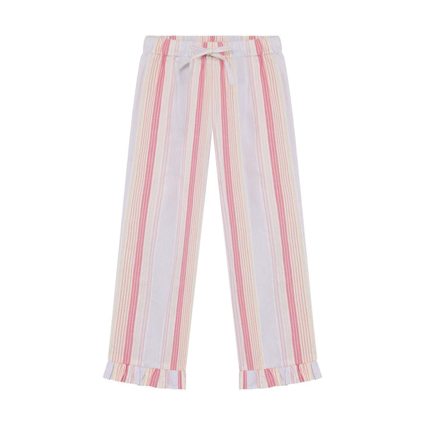Minymo Seersucker Pants - Bright White Stripe-Pumpkin Pie Kids Canada