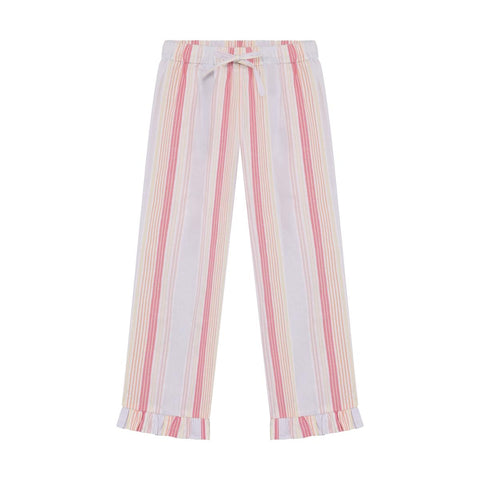 Minymo Seersucker Pants - Bright White Stripe-Pumpkin Pie Kids Canada