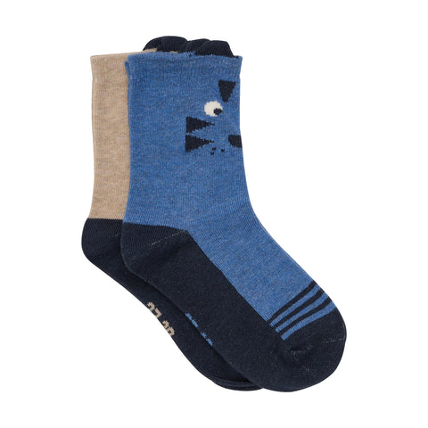 Minymo Socks 2pk - Deep Navy-Pumpkin Pie Kids Canada